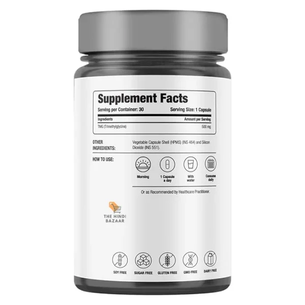 Decode Age TMG 98% Pure Trimethylglycine (TMG) Supplements | Physical Performance | Cardiovascular Health | Liver Health | Metabolism | NMN Synergy (30 Vegan Capsules) - Image 6