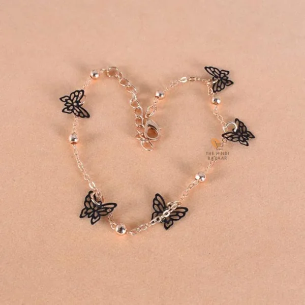 Maverick Black Butterfly Anklet (Gold) - Image 4
