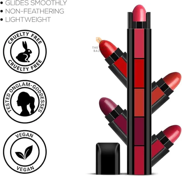 RE.NEE Fab 5 Lipstick 7.5gm Five Shades In One - Image 2
