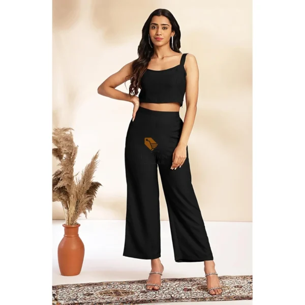 Janasya Women's Crepe Floral Printed Crop Top Set - Image 3