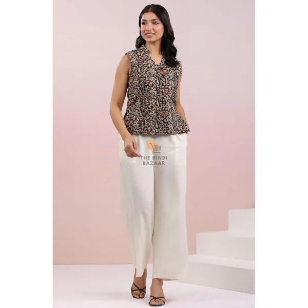 Janasya Women's Pure Cotton Block Printed Regular Vest Jacket - Image 5