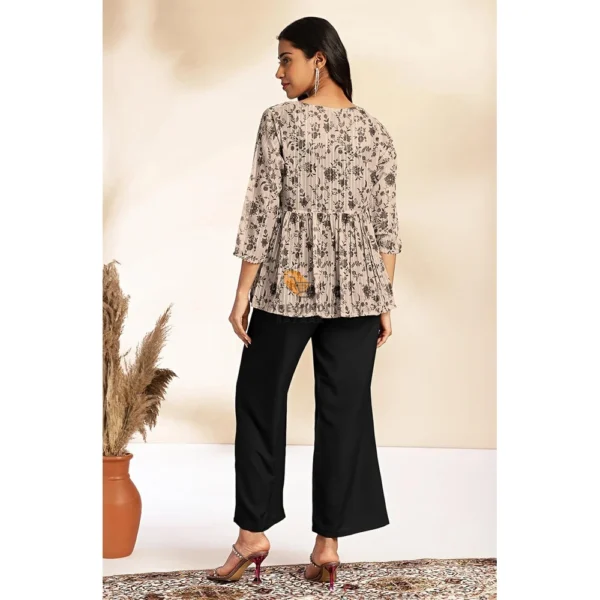 Janasya Women's Crepe Floral Printed Crop Top Set - Image 5