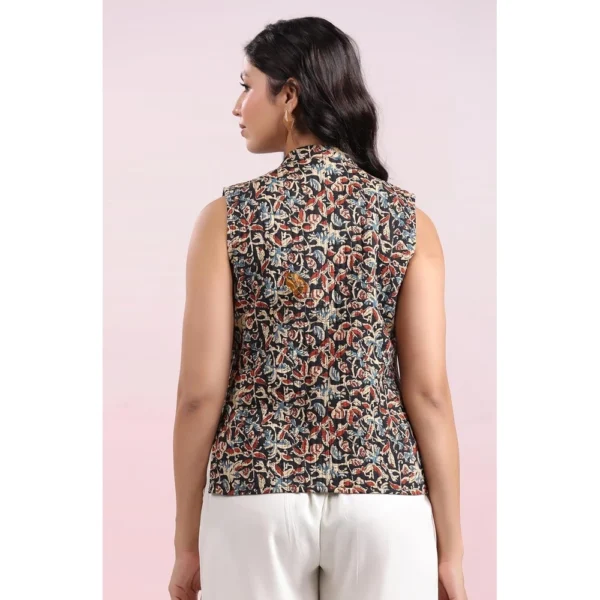 Janasya Women's Pure Cotton Block Printed Regular Vest Jacket - Image 2