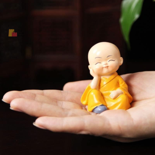 Resin Buddha Monk Statues, Small, Multicolour, Set of 4 Buddha Figurine good luck Sculpture Decoration for Indoor Outdoor Garden car dashboard Porch Yard Art Decor - Image 2